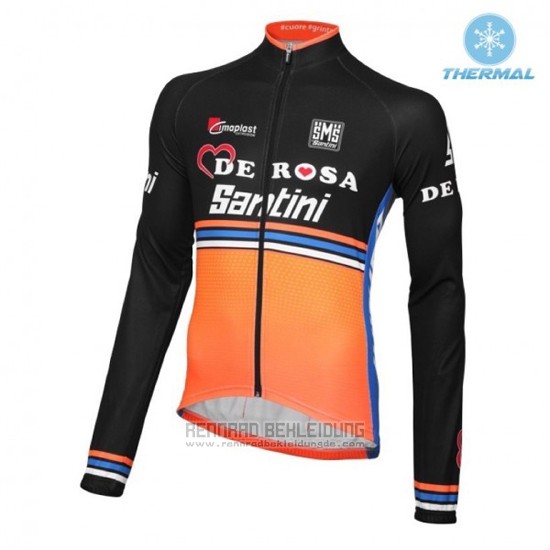 2016 Fahrradbekleidung De Rose Shwarz und Orange Trikot Langarm und Tragerhose